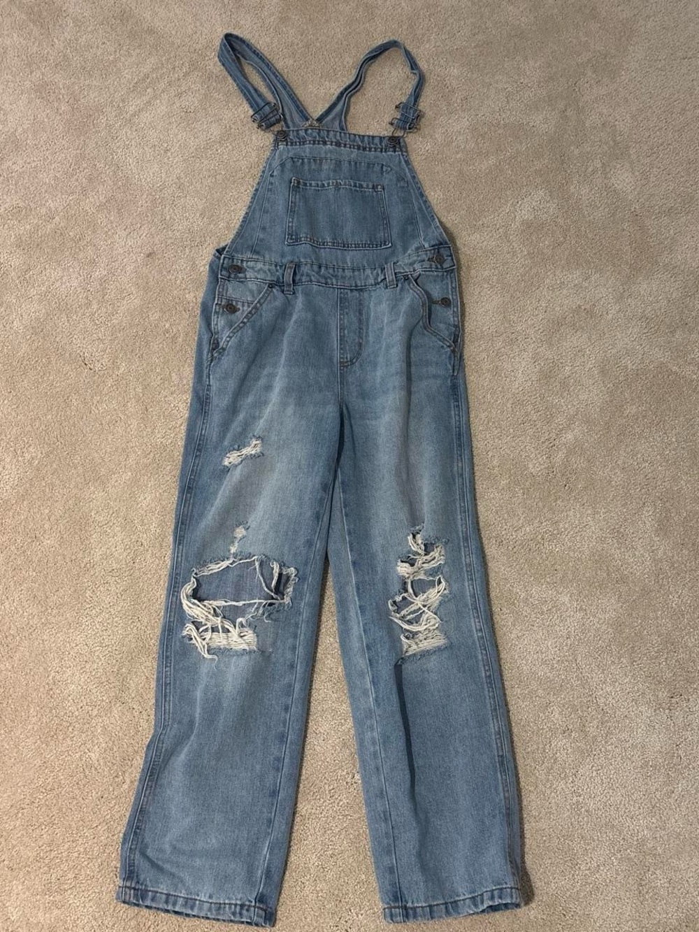 wild fable Distressed Light Blue Denim Overalls